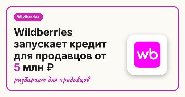Wildberries запускает кредит для продавцов от 5 млн ₽
