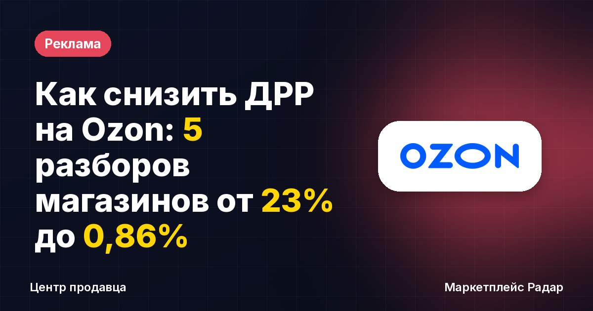 Как снизить ДРР на Ozon: 5 разборов магазинов от 23% до 0,86%