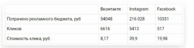 Но проанализировав весь проект, стало ясно, что Инстаграм отрабатывает лучше всего.&nbsp;